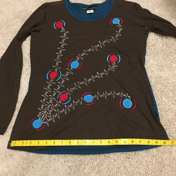 Canadian Designer Leopards & Roses Blue and Red Atomic Sweater - Picture 14 of 16